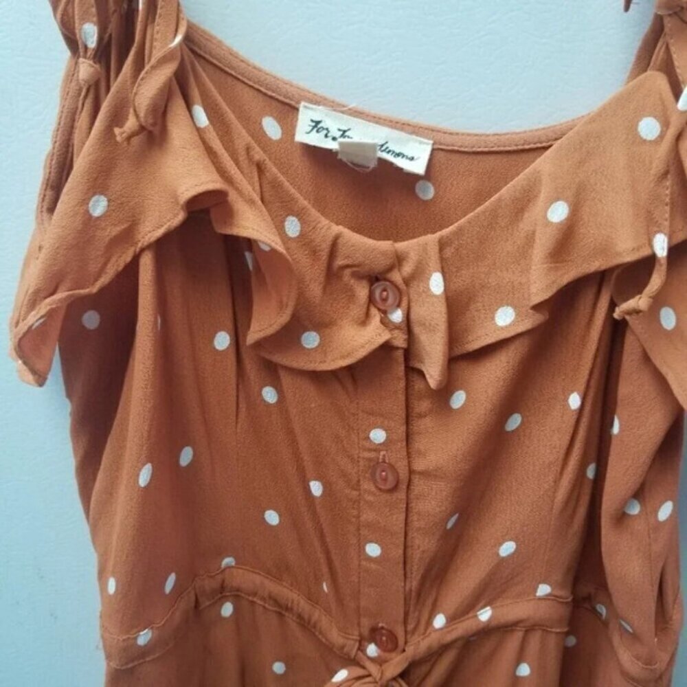 For Love and Lemons Natalia Midi Polka Dot Orange Saffron Dress XS - Picture 14 of 16